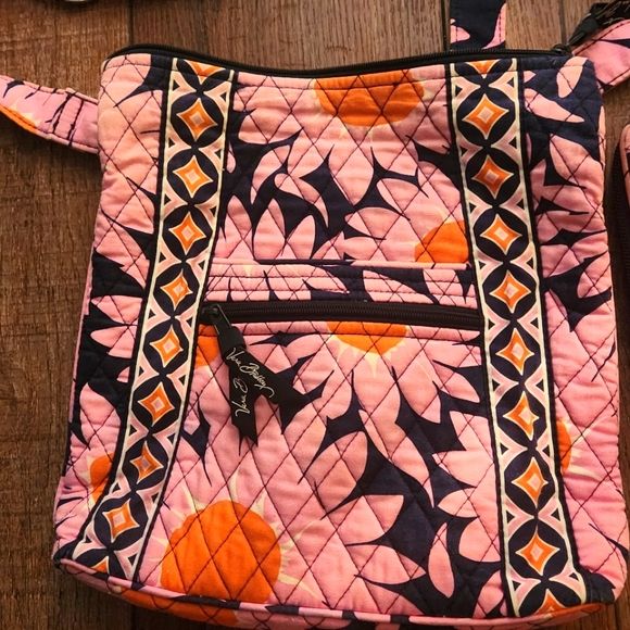 Vera Bradley Pink Loves Me Cross Body Hipster Bag W/ Matching Clutch Wallet - Picture 7 of 16